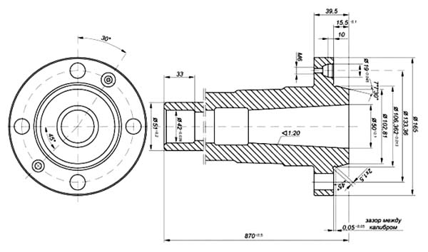 Кусон-3 Верстат токарно-гвинторізний. креслення шпинделя